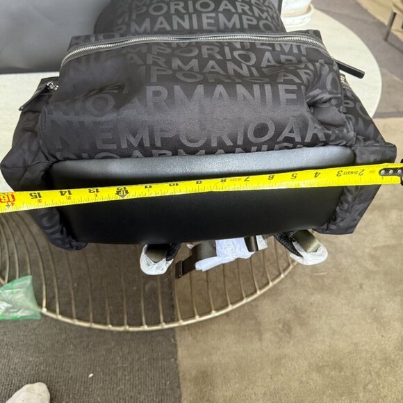 Emporio Armani Black Nylon oversized Drawstring Logo Backpack - Picture 15 of 16